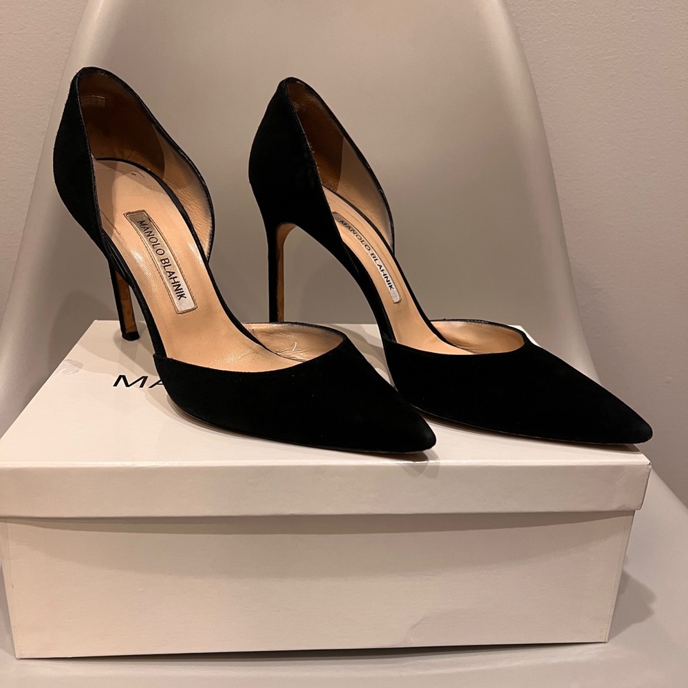 Manolo Blahnik Black Suede Heels